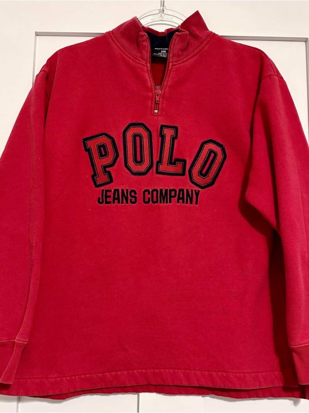 Vintage Men’s Ralph Lauren Red Half-Zip Henley Pullover Sweatshirt • M/L